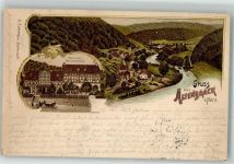 38889 O3721 Altenbrak 1897 Lithographie Hotel zum braunen Hirsch