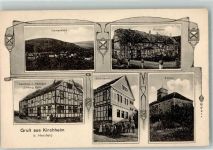 36275 W6437 Kirchheim , Hess - Pfarrhaus Gasthaus zum Rahnhof Dorfkirche