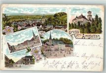3300 Amstetten 1898 Lithographie Schloss Wallsee Hotel Schmidt Marktplatz Wiener Straße