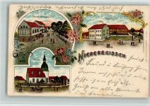 99510 O5321 Niederreißen BOAKC Gasthaus Zum halben Mond Schule Kirche Lithographie