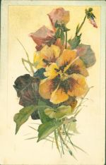 Blüten mit Perlauflage Besondere Karte AK mit Perlen