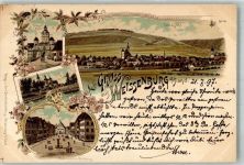 91781 W8832 Weißenburg i Bay 1897 Lithographie Ellinger Tor Holzmarkt Rathaus