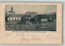 01705 O8210 Deuben 1897 BOAKC Hochwasser-Katastrophe Überschwemmung in Deuben 1897 Holzstich