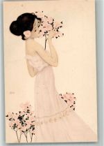 Frau mit Rosen M.M. Vienne Jugendstil Kirchner, R. 1899 BOAKC