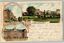 10115 W1000 Wilmersdorf 1905 Lithographie Uhlandstrasse Bismarck-Gymnasium