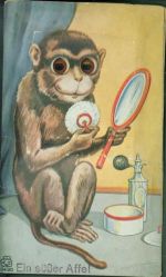 Affe die Augen wackeln hin un her Glasaugen