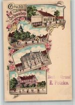 Gleiwitz Gliwice 1906 BOAKC Schwieben Gasthaus Kirche Schloss Schule Lithographie
