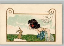 Mädchen mit Hase + Frauenschönheit Jugendstil Kirchner, R. 1904 BOAKC