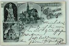 48291 W4404 Telgte 1898 Lithographie Pfarrkirche Gnadenkapelle Gnadenbild Madonna