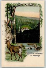 72270 W7292 Ruhestein Lithographie Hirsch Passepartout
