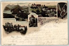 87645 W8959 Hohenschwangau 1900 Lithographie Schloss Hohenschwangau Ruine Falkenstein Füssen