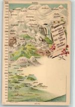 6370 Kitzbühel Lithographie Vogelschau v. Alpen bis z. Meeresstrand