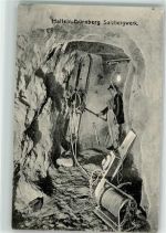 Hallein Bergmann im Stollen bei der Arbeit Stempel Bergeinfahrt Dürrnberg Verlag Würthle & Sohn Salzbergwerk