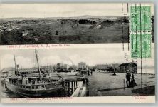 Wellington Gebrauchsspuren Hafen Auckland Briefmarke Bildseite