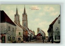 04758 O7260 Oschatz 1906 Gebrauchsspuren Altoschatzerstraße mit St.-Aegidien-Kirche Verlag Dr. Trenkler & Co. Otz. 16