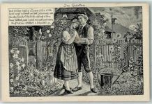 Im Garten Tracht Liebespaar AK Glattacker