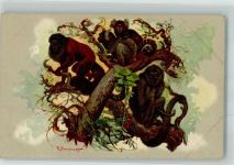 Roma Rom sign. C. Simonetti Affen Zoo Lithographie / Künstlerkarte
