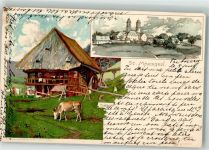 79274 W7811 St. Märgen 1900 Lithographie sign. Mutter K. Rankmühle Kühe