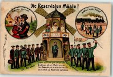 Die Reservisten-Windmühle Verlag S. Freund No. 159 Reserve 1907 Lithographie