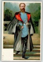 Im Uniform Mantel Säbel Adel Friedrich III 1900 Künstlerkarte