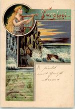 Sagen Loreley 1901 Lithographie / Künstlerkarte