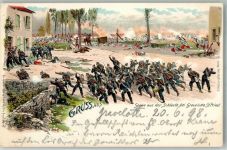 Schlacht bei Gravelotte Deutsch-Franz. Krieg Verlag Bruno Bürger u. Ottillie Nr. 13 + Adelskorrespondenz Reichseinigungskriege 1864-1870/71 1898 Lithographie / Künstlerkarte