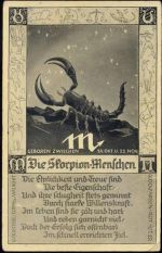 Skorpion-Horoskop, Text Rund um die AK um 1920/30
