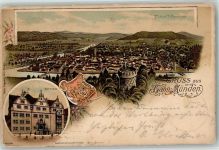 34346 W3510 Hann. Münden 1900 Gebrauchsspuren Lithographie Rathaus