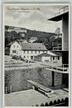 06556 O4730 Bad Frankenhausen ,Kyffhäuser Foto AK Schwimmbad Sprungturm