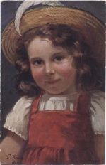 Kleines Mädchen mit Hut,T.S.N.,sign. L. Kraus Kind um 1910/20