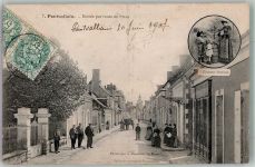 72510 Pontvallain 1907 Foto AK Tracht Sarthois Straßenbahn Marke bildseitig