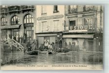 Paris Hochwasser 1910 Place St. Michel Gasthaus Hochwasser Foto AK