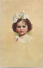 Mädchenkopf, Haarschleife, Künstler-AK Kind um 1910/20