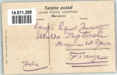 Tanger Tangiers 1909 Foto AK Marktszene Tracht Briefmarke bildseitig