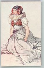 Nr. 48 Editeur Jedlicka sign. J. Manes : Jeune fille de Hanna Trachten Tschechien Künstlerkarte