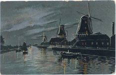 Windmühlen am Fluß,Wezel & Naumann Bauwerk um 1900