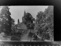 53489 W5485 Sinzig , Rhein GLASNEGATIV Peterskirche m. Ehrenmal