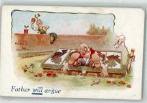 sign. Buxton Dudley Vater wird streiten Comic 1910 Künstlerkarte