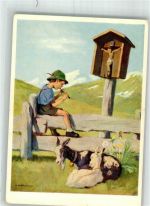 Ostern Flurkreuz Hirte Ziegen Verlag Josef Müller Nr. 14105 Schönermark Künstlerkarte