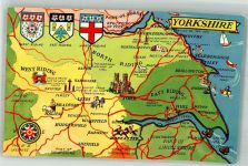 York Foto AK Landkarte Yorkshire Wappen
