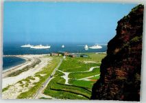 27498 W2192 Helgoland Foto AK Nordoststrand mit Jugendherberge und Seebäderschiffen Fotograf Otto Schulze