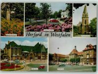 32049 W4900 Herford - Schillerdenkmal Wilhelmsplatz Petrikirche Bahnhof Rathaus