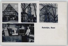 63110 W6054 Dudenhofen , Kr Offenbach am Main - Kirche Schule Haus Baum