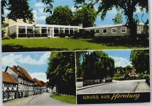 38315 W3342 Hornburg , Kr Wolfenbüttel - Straße Brücke Wiese Baum Haus