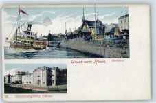 56370 W5429 Biebrich - Grossherz. Schloss, Fluss, Schiff