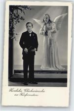Engel , Junge mit Buch Konfirmation