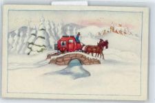 im Winter Kutsche Künstlerkarte
