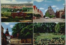92637 W8480 Weiden , Oberpf - Weiden mit Parkstein, Stadtplatz mit Rathaus, VW Bus, Max-Reger-Anlage, Unteres Tor