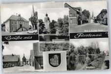 49584 W4557 Fürstenau b Bramsche, Hase - Rathaus, Kirche, Schloßteich, Buten Porten