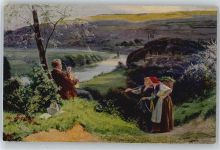 No.535 , C.Schultheiß , An der Weser , Traubenlese Deutsche Kunst